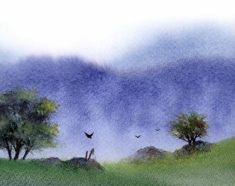 素雅水彩风景画